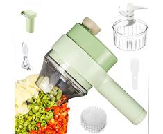 Mini robot da cucina, tritaverdure 4 in 1 tritaverdure elettrico piccolo | Tritatutto portatile 4 in 1, tritatutto cipolla, tritacarne aglio, affettatrice banana, tagliaverdure Kot-au