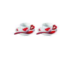 Guzzini Porcellana, GZ11410065 Love Set 2 Tazzine da Caffe 250 Millilitri con Piattino Rosso
