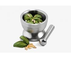 Weis 15212Â Acciaio Inox Mortaio con pestello in Legno Massiccio, Diametro 12Â cm