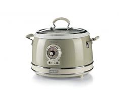 Ariete 2904, Rice Cooker, Cuociriso Slow Cooker, Cottura a Vapore, Linea Vintage, 3,5 L, Rivestimento Ceramica Antiaderente, 650 W, Beige