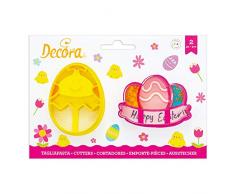 Kit 2 TAGLIAPASTA di Pasqua PASQUALI - Pulcino e Uova con Festone - formine stampi Taglia Biscotti per Creare Fantastici Dolci e decori Torte - Ideale per Decorazioni in Pasta di Zucchero