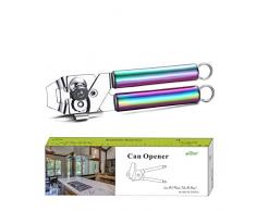 Berglander apriscatole in Acciaio Inossidabile con Manico Arcobaleno, Manico in placcatura Colorata in titainium apriscatole tenuto in Mano, apriscatole Manuale con Bordo Liscio