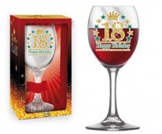 Bicchiere da Vino - Wine Glitter Glass - Per il brindisi di Compleanno (18 Anni)