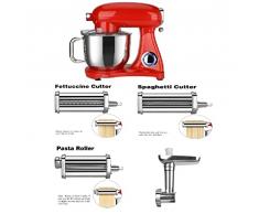 Impastatrice planetaria 7 litri KM1510 DCG 1800W con accessorio spaghetti, fettuccine, sfogliatrice, tritacarne (Red)