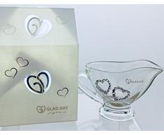 MILANO Salsiera in vetro con cuori strass MADE IN ITALY BOMBONIERA