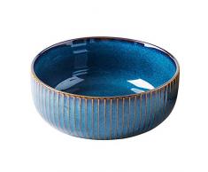 Insalatiera Ceramica Hoteck, Grande Ciotola per Insalata Smalto Cina in Porcellana 21 cm, blu, 1800 Millilitri