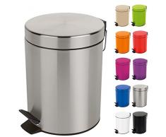 Spirella Sydney 5L Pattumiera Rotonda a Pedale con Secchiello Estraibile, Cestino della Spazzatura con Bidoncino per i Rifiuti di Bagno, Cucina e Ufficio - Silver