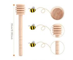 Fdit Miele Bastoncini in Legno Famiglia Portatile Mini Marmellata di Miele Barattolo di Dispensando Raccogliere Agitazione Bastone Mino Erogare Drizzle Miele (Brown 15cm)