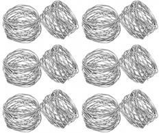 SKAVIJ Portatovaglioli Set di 12 - Portatovaglioli in Rete Metallo - Ringraziamento, Black Friday, Natalizie Decorazione Tavolo da Pranzo Argento