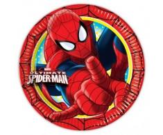 Procos 81524 - Piatti Carta Ultimate Spider Man, Ø23 cm, 8 Pezzi, Rosso/Blu