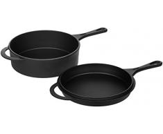 Amazon Basics - Padella con manico e casseruola in ghisa precotta