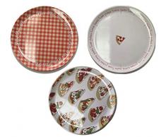 12 PZ Piatto Pizza MELAMINA D.33CM DECORI Colori ASSOR Cucina Pub CASA Risto-