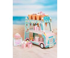 Alzata per torta Furgone dei gelati con 3 ripiani | Decorazioni per feste di compleanno per bambini per dolci, cupcakes, dessert, prelibatezze, estate, barbecue da giardino, centrotavola