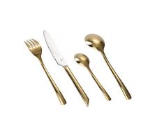 LAGUIOLE - Servizio di posate da 16 pezzi, posate da tavola, coltello, forchetta, cucchiaio, set di coltelleria, arte della tavola, feste, posate di lusso, giallo, acciaio inox - Oro