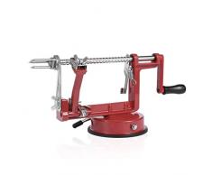 Coltello da frutta 3 in 1 multifunzione veloce in acciaio inox, per frutta, sbuccia mela con Base a ventosa, pelapatate e sbucciatore, da cucina, ospedale, meccanico, corer, frutta tagliata, rosso