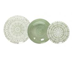 Tognana Gipsy, Servizio Piatti per 6 persone, 18 Pezzi, Porcellana, Bianco e Verde