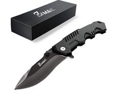 ZIMAIC Coltello Pieghevole, 7Cr17 Coltello Soccorso Portatile di Sopravvivenza, Lama in Acciaio Inossidabile e Maniglia in Alluminio per Caccia, Campeggio attività allAperto Multiuso