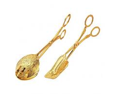 Dciustfhe Casa Insalata Torta Multifunzione Vintage Cibo Pinza Pane Morsetto Dessert Barbecue Strumenti per Utensili da Cucina Oro