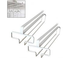 YunNasi Scolabicchieri Portabicchieri Supporto per Calici di Vino Mantieni i Bicchieri Asciutti sotto Mobile per Bar Ristorante Cucina (2 Set, Bianco)