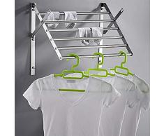 LAHappy Stendibiancheria A Parete - Retrattile - Stendibiancheria da Parete in Acciaio Inossidabile di Alta qualità, per Interni ed Esterni, Balcone, terrazza, Pieghevole, salvaspazio,60cm