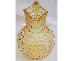 Brocca in vetro di cristallo colorato vaso soffiato a bocca con brufoli e manico decorativo nel colore giallo stile antico altezza ca. 21 cm Ø 17 cm contenuto 2 litri Oberstdorfer Glashütte