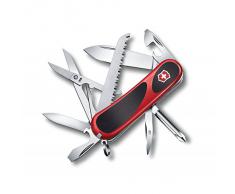 Victorinox, coltellino svizzero Evolution 18 (15 funzioni, presa ergonomica, lama, lima per metalli), rosso/nero