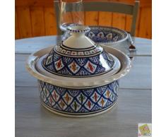 YODECO Cocotte querouana bakir, Ceramica, Blu, 20 x 20 x 5 cm
