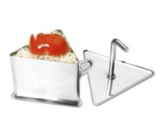 CHG 3372-00 Anello triangolare per dessert e pietanze, 3 pezzi, lunghezza lato 7,5 cm, altezza 5,5 cm, con stampino e paletta