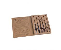 LAGUIOLE - Set 6 Coltelli da Bistecca - Manico in legno di Pakka 3 colori assortiti - Scatola regalo in - acciaio inossidabile - marrone