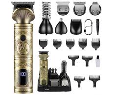VGR Regolabarba uomo Rasoio Elettrico Barba Capelli Corpo, Kit Completo per la Cura della Barba, Trimmer T-Blade, 6 in 1