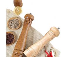 Macina Pepe Legno di Acacia Macina Sale Pepe 2 Pezzi, Macinapepe Manuale per Spezie, Macina Sale Marino Nucleo in Ceramica Ruvidezza Regolabile (Marrone)