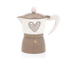 Brandani 55741, caffettiera Batticuore colore tortora 1 tazza in alluminio