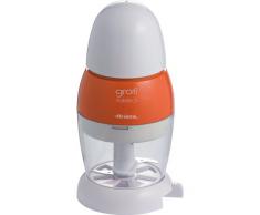 Ariete 439 Gratì Turbo Grattugia Elettrica, Formaggera, Coperchio Salvafreschezza, Capacità Tazza 200 cc, Lama Inox, Dosatore Incorporato, Bianco/Arancio