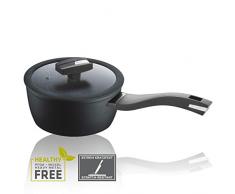 Berndes Balance Induction Enduro Stieltopf 16 cm Casseruola a Un Manico, 1.4 Litri, Alluminio Forgiato, Nero