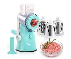 Todeco - Affetta Mandolino Manuale Multifunzione 5 in 1, Grattugia, Grattugia Formaggio, Tagliaverdure, Salsiccia, con 3 Lame Rotanti in Acciaio Inox, Cetriolo, Frutta a Guscio, Aglio