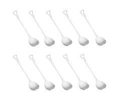 Stoviglie da cucina, cucchiaino a forma di cuore in acciaio inox stagionatura cucchiaino caffè dessert cucchiaino stoviglie 10pcs argento