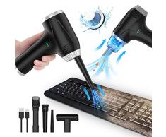 Aria Compressa Elettrico Rimuovi Polvere Senza Fili & Aspirapolvere 2 in 1, Batteria da 15000mAh Ricaricabile, 17Kpa Aspirazione, 78000RPM il Motore, Air Duster Pulizia Di Tastiera Ufficio PC Auto