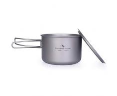 Boundless Voyage 800ml Pentola da Esterno in Titanio con Coperchio Manico Pieghevole Campeggio Escursionismo Picnic Ultraleggero Ciotola Bollitore Stoviglie