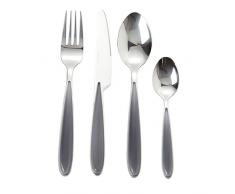 Brandani 54289, Set 16 posate grigio perla acciaio inox, per 4 persone