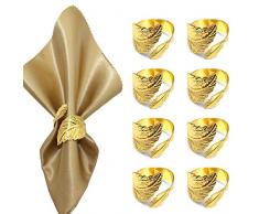 Lvjkes Porta tovaglioli da tavola anelli,Fibbia della sciarpa di seta del panno della bocca dellanello da pranzo,per Banchetto di Nozze Festa di Anniversario Decorazione della Tavola (Oro/8PZ)