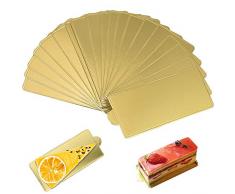 GOLRISEN 100 Pezzi Mini Vassoi per Torte Rettangolo 10 * 5,5cm Basi di Cartone per Torta Mini Vassoi di Carta Dorati per Torte Mini Torta Piatto Mousse dOro per Torte Mousse Cupcake Dessert