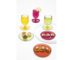 ZAK Designs Stacky 2007-150 - Set di 4 Bicchieri da 300 ml con Vassoio (Diametro: 20 cm), Multicolore con Vassoio Bianco