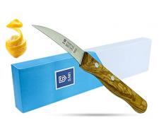 SMI - Solingen Spelucchino Curvo Coltello Verdure Professionale Coltello Frutta - Manico in legno dulivo - Made in Germany