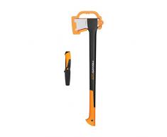Fiskars Set Ascia e Coltello, Ascia da Spacco con Fodero per Lama e Trasporto, Lama in Acciaio/Plastica, X21–L, Coltello Universale con Custodia e Affilacoltelli Incorporato, Nero/Arancione, 1025436