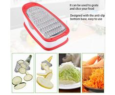 Chopper Vegetale, Affettatrice per Alimenti, Grattugia Robusta in Acciaio Inox per Aglio, Cavolo, Carota, Patate, Pomodoro, Frutta, Insalata(red)