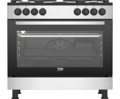 Beko - GM15122DXB - Cucina a Gas, 5 Fuochi 4+1 Wok, Forno Elettrico con Grill Multifunzione Ventilato - Acciaio Inox/Nero, 90 x 60 cm