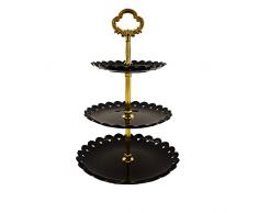 Nero Alzata 3 piani,Alzatina per dolci a 3 piani,Supporto per Dolci,Alzata per Torta,Alzata Frutta,Espositore per dolci e frutta,Alzatina per Dolci Plastica per Matrimonio o Festa di Compleanno