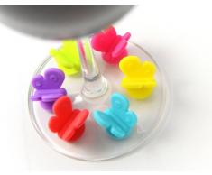 Outlook Design VRR0100146 Butterfly Segnabicchieri Set da 6 Pezzi, Silicone, Multicolore,