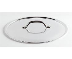 Pentole Agnelli Alluminio 2 mm Coperchio Tondo con Ponticello senza Orlo, Lucido, Argento, 26 cm