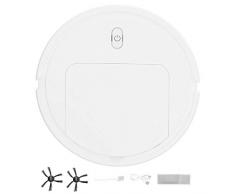 Rodipu Robot Pulitore Domestico, Aspirapolvere Robot Intelligente Automatico, Sterzo Intelligente Anti-Caduta Robot Lavapavimenti USB per peli di Animali Domestici/Pavimento Duro/Moquette(Bianca)